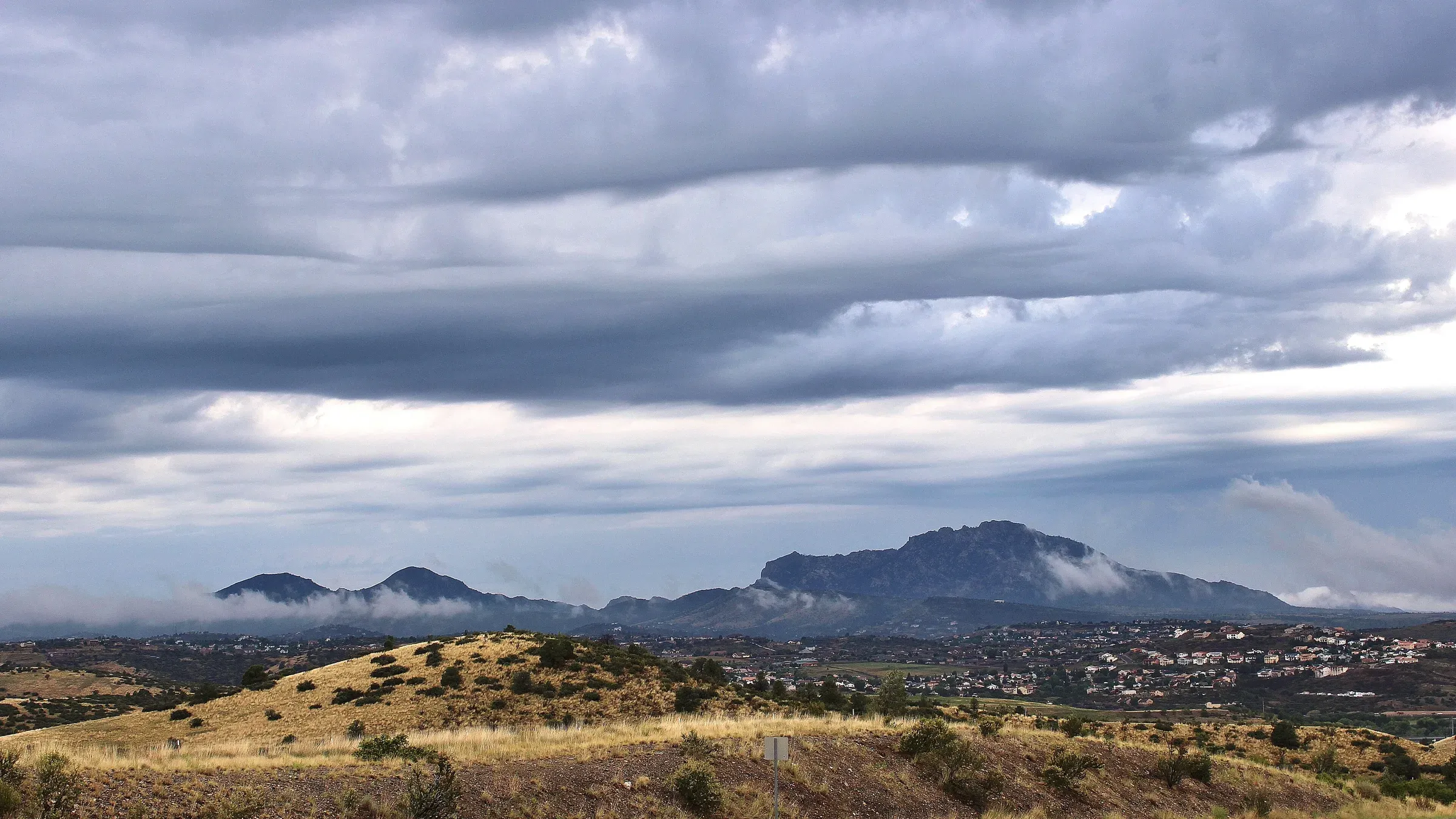 Granite Mountain under low clouds, Arizona